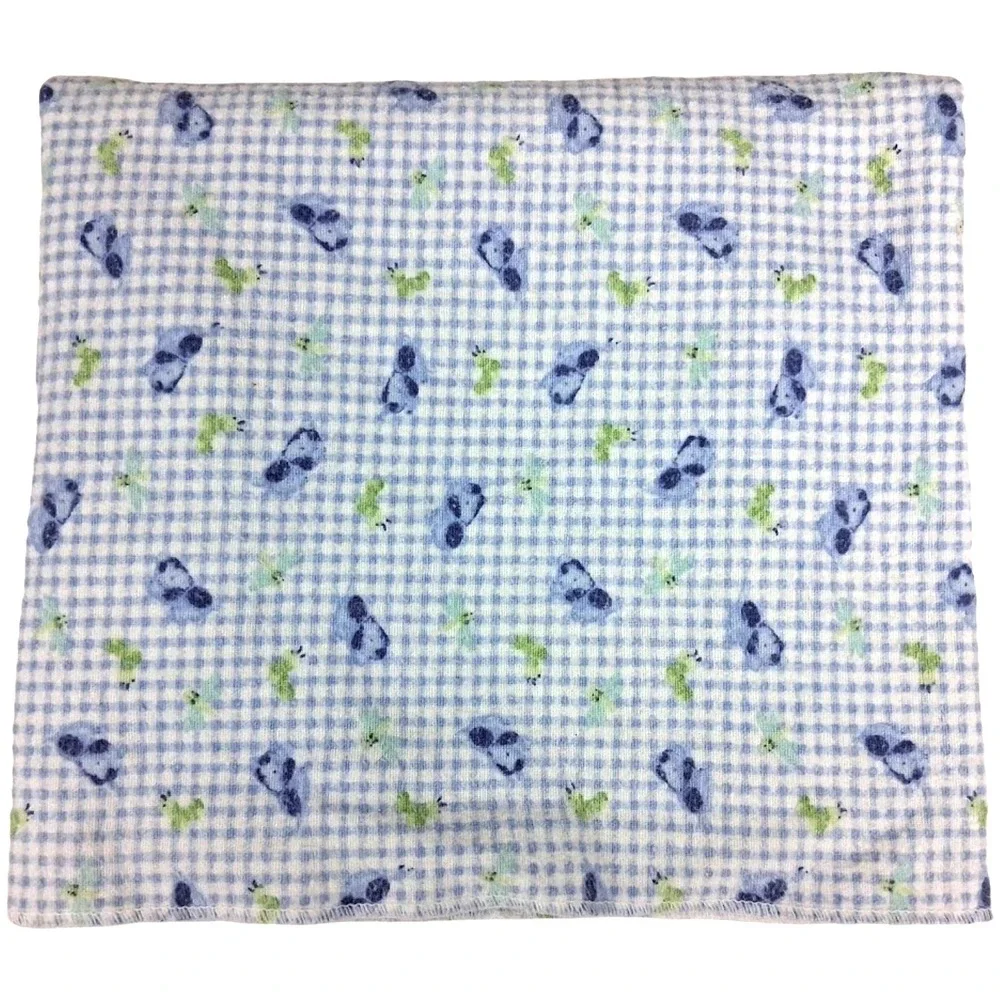 Carter's Child Of Mine ? Blue Gingham Puppy Dog Worm Dragonfly Blanket Receiving
